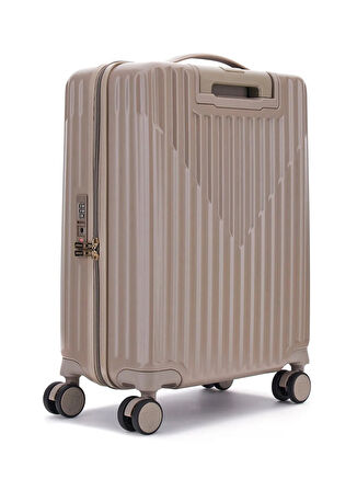 Guess Bej Çekçekli Sert Valiz TWHN9675983