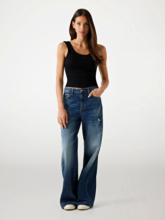 Guess Patch Kadın Siyah Top W5YP54KA0H1-JBLK