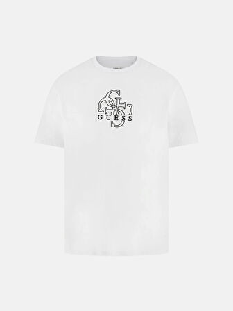 Guess Quattro Erkek Beyaz Regular Fit T-Shirt M5BI76I3Z14-G011
