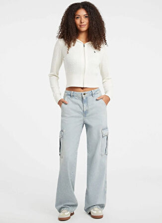 Guess Jeans Beyaz Kadın Hırka Guess Jeans Kadın Yün Karışımlı Tri