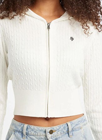 Guess Jeans Beyaz Kadın Hırka Guess Jeans Kadın Yün Karışımlı Tri