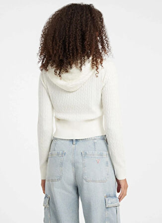 Guess Jeans Beyaz Kadın Hırka Guess Jeans Kadın Yün Karışımlı Tri