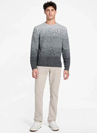 Guess Bisiklet Yaka Standart Çizgili Gri Erkek Kazak M5BR39Z0932-OCHM Trey Erkek Yün Kar