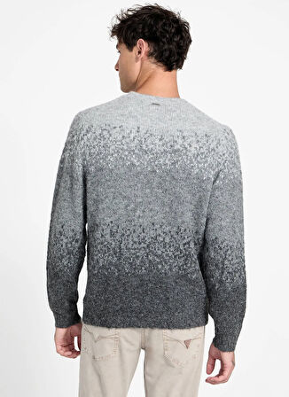 Guess Bisiklet Yaka Standart Çizgili Gri Erkek Kazak M5BR39Z0932-OCHM Trey Erkek Yün Kar