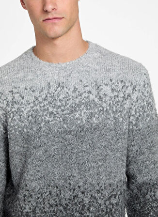 Guess Bisiklet Yaka Standart Çizgili Gri Erkek Kazak M5BR39Z0932-OCHM Trey Erkek Yün Kar