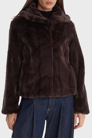 Guess New Shophy Regular Fit Şal Yaka Cepli Suni Kürk Mont W0BL0NWDCH0 Kadın MONT W0BL0N WDCH0 A11R KAHVE