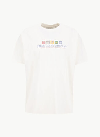 Guess Jeans Bisiklet Yaka Baskılı Ekru Erkek T-Shirt M5BI30K8FQ4-G054 Guess Jeans Erkek