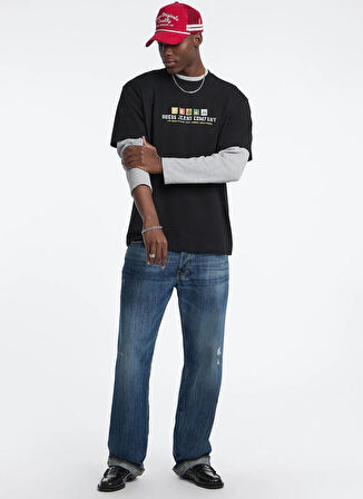Guess Jeans Bisiklet Yaka Baskılı Siyah Erkek T-Shirt M5BI30K8FQ4-JBLK Guess Jeans Erkek