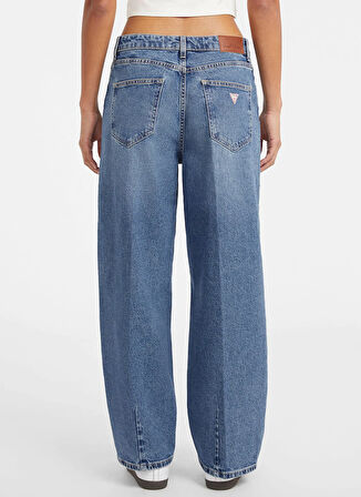 Guess Jeans Yüksek Bel Geniş Paça Relaxed Çok Renkli Kadın Denim Pantolon Guess Jeans Kadın Relaxed Fit Jean
