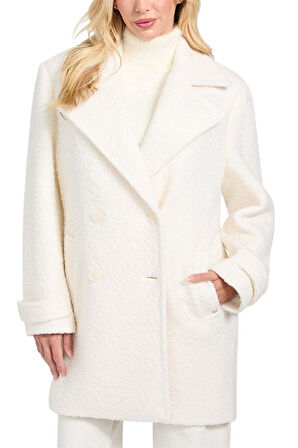 Kadın Leona Yün Karışımlı Kaban - Beyaz | S