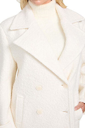 Kadın Leona Yün Karışımlı Kaban - Beyaz | S