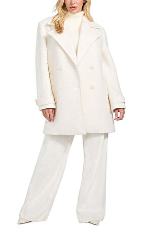 Kadın Leona Yün Karışımlı Kaban - Beyaz | S