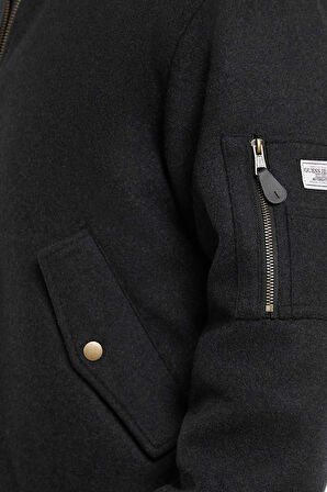 Erkek Yün Karışımlı Bomber Mont - Gri | S