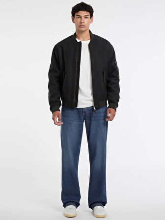 Guess Jeans Erkek Gri Yün Karışımlı Bomber Ceket M5BL1BW1482-DAGR