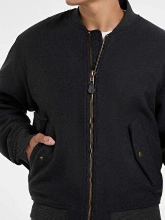 Guess Jeans Erkek Gri Yün Karışımlı Bomber Ceket M5BL1BW1482-DAGR