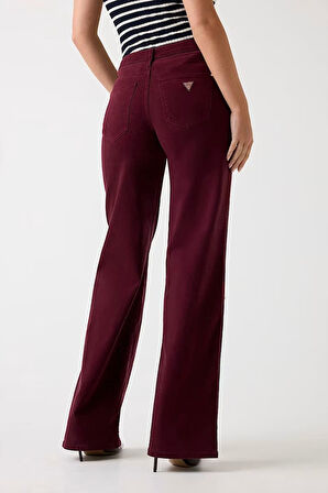 Kadın Velvet Modal Karışımlı Palazzo Fit Pantolon - Koyu Kırmızı | 25/32