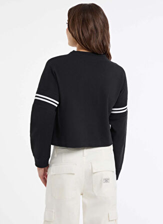 Guess Jeans Yuvarlak Yaka Baskılı Siyah Kadın Sweatshırt Guess Jeans Kadın Sweatshirt