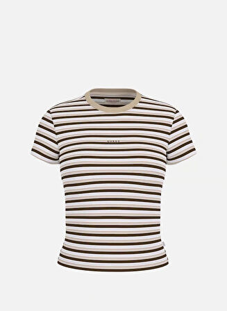 Guess Kadın Çok Renkli Çizgili Bisiklet Yaka T-shirt W5BP52KA0H1-S19F