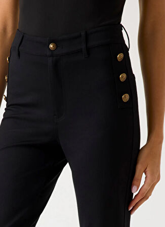 Guess Yüksek Bel Flare Siyah Kadın Pantolon Chrissy Kadın Flare Fit Pantolon