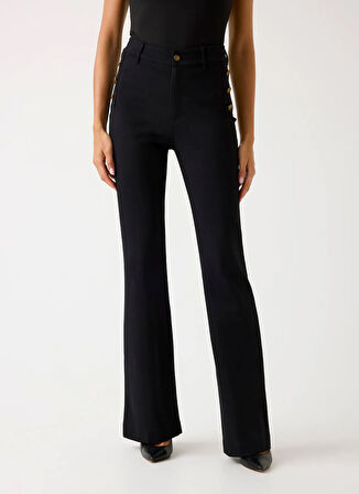Guess Yüksek Bel Flare Siyah Kadın Pantolon Chrissy Kadın Flare Fit Pantolon