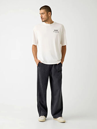 Guess Eldrin Erkek Beyaz Aktif Modal Karışımlı Oversize Fit T-Shirt Z5BI01JR06K-G018