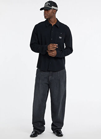 Guess Jeans Standart Siyah Düz Erkek Gömlek M5BP42K1141-JBLK Guess Jeans Erkek