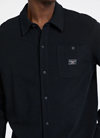 Guess Jeans Standart Siyah Düz Erkek Gömlek M5BP42K1141-JBLK Guess Jeans Erkek