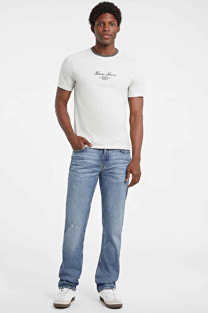 Erkek Logo Baskılı Slim Fit T-Shirt - Kırık Beyaz / Gri | M