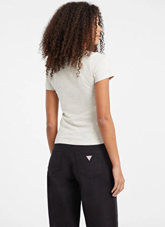 Guess Jeans Yuvarlak Yaka Baskılı Çok Renkli Kadın T-Shirt Guess Jeans Kadın Slim Fit