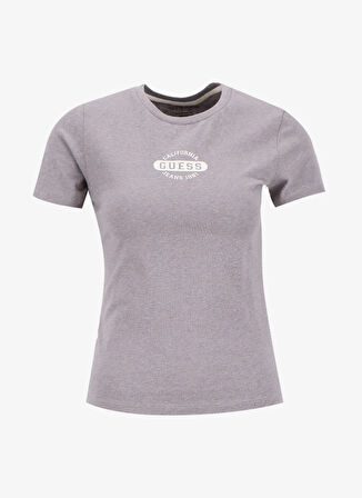 Guess Jeans Yuvarlak Yaka Baskılı Çok Renkli Kadın T-Shirt Guess Jeans Kadın Slim Fit T-Shirt