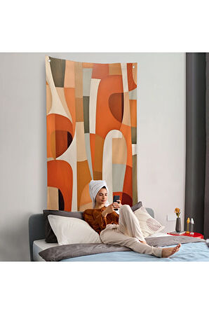 Geometrik Desenli Soyut Duvar Örtüsü-7628