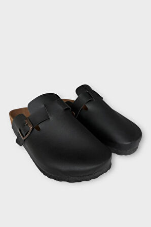 Unisex Toka Detaylı Mantar Anatomik Tabanlı Terlik  SİYAH