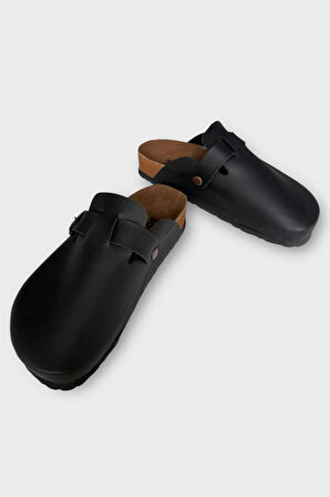 Unisex Toka Detaylı Mantar Anatomik Tabanlı Terlik  SİYAH