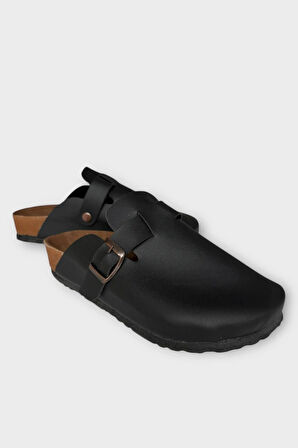 Unisex Toka Detaylı Mantar Anatomik Tabanlı Terlik  SİYAH