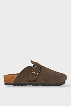 Unisex Toka Detaylı Mantar Anatomik Tabanlı Terlik  KAHVERENGİ