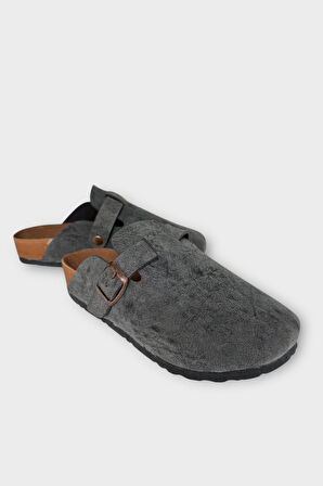 Unisex Toka Detaylı Mantar Anatomik Tabanlı Terlik  FÜME
