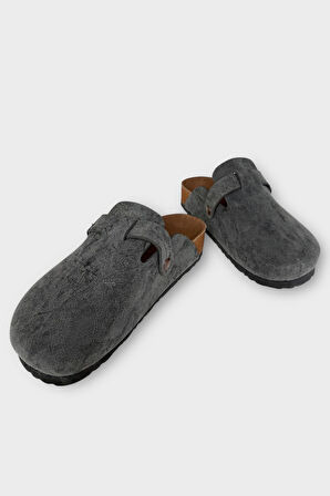 Unisex Toka Detaylı Mantar Anatomik Tabanlı Terlik  FÜME