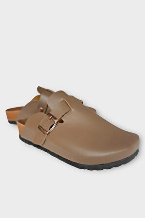 Unisex Toka Detaylı Mantar Anatomik Tabanlı Terlik  VİZON