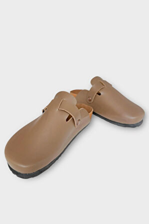 Unisex Toka Detaylı Mantar Anatomik Tabanlı Terlik  VİZON