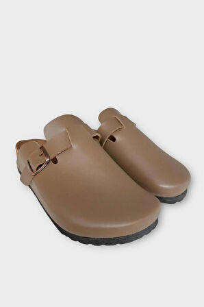 Unisex Toka Detaylı Mantar Anatomik Tabanlı Terlik  VİZON