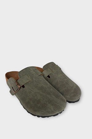 Unisex Toka Detaylı Mantar Anatomik Tabanlı Terlik  HAKİ