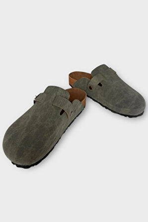 Unisex Toka Detaylı Mantar Anatomik Tabanlı Terlik  HAKİ