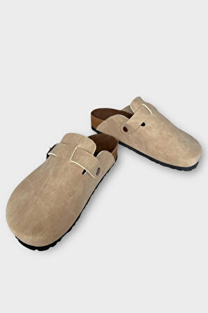 Unisex Toka Detaylı Mantar Anatomik Tabanlı Terlik  BEJ - SİYAH