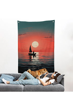 Okyanustaki Yelkenli Duvar Örtüsü-7629