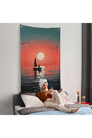 Okyanustaki Yelkenli Duvar Örtüsü-7629