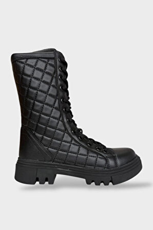 Kışlık Yandan Fermuarlı Uzun Kadın Bot SİYAH