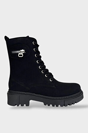 Kışlık Yandan Fermuarlı Uzun Kadın Bot SİYAH - FÜME