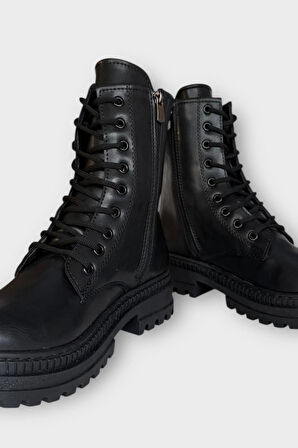 Kışlık Yandan Fermuarlı Uzun Kadın Bot SİYAH - SİYAH