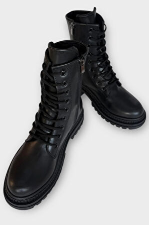 Kışlık Yandan Fermuarlı Uzun Kadın Bot SİYAH - SİYAH