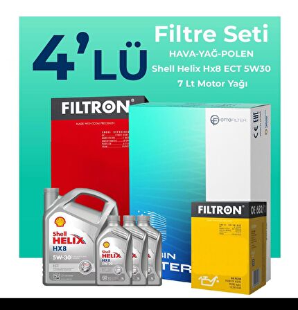 Filtron Amarok 2.0 Dizel Filtre Bakım Seti Shell Motor Yağlı (2010-2017) 4 Lü